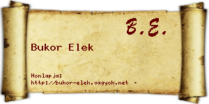 Bukor Elek névjegykártya